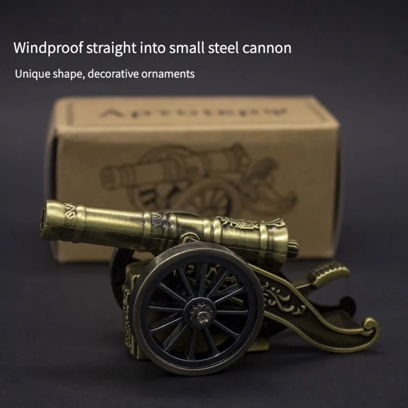 Metal Bronzer Mini Small Gun Model Inflatable Lighter Creative Windproof Direct Impact Military