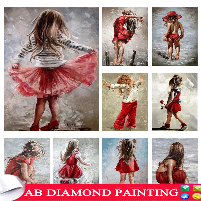 

Алмазная Вышивка для девочек, ювелирное украшение, алмазная живопись AB, красная юбка, поделки для взрослых, Алмазная мозаика, рисование «сделай сам» 411