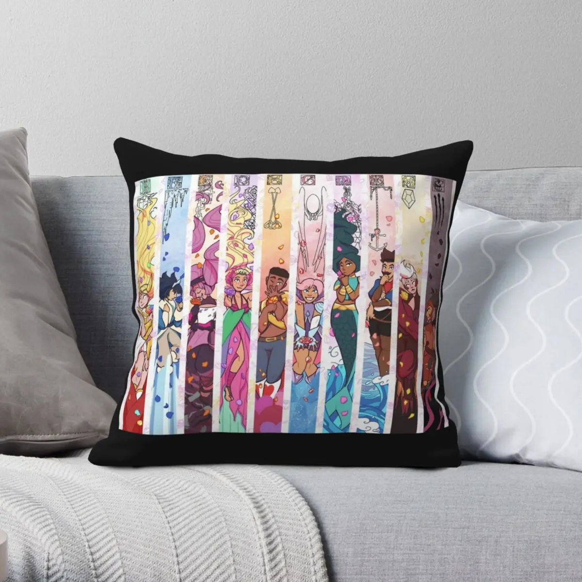 

Princess Alliance Black Square Pillowcase Polyester Linen Velvet Creative Zip Decor Pillow Case Home Cushion Cover 45x45