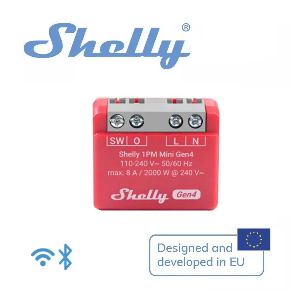 Фото Умный переключатель Shelly 1PM Mini Gen4 с измерением мощности для управления освещением и мелкой бытовой техники до 8 А №1