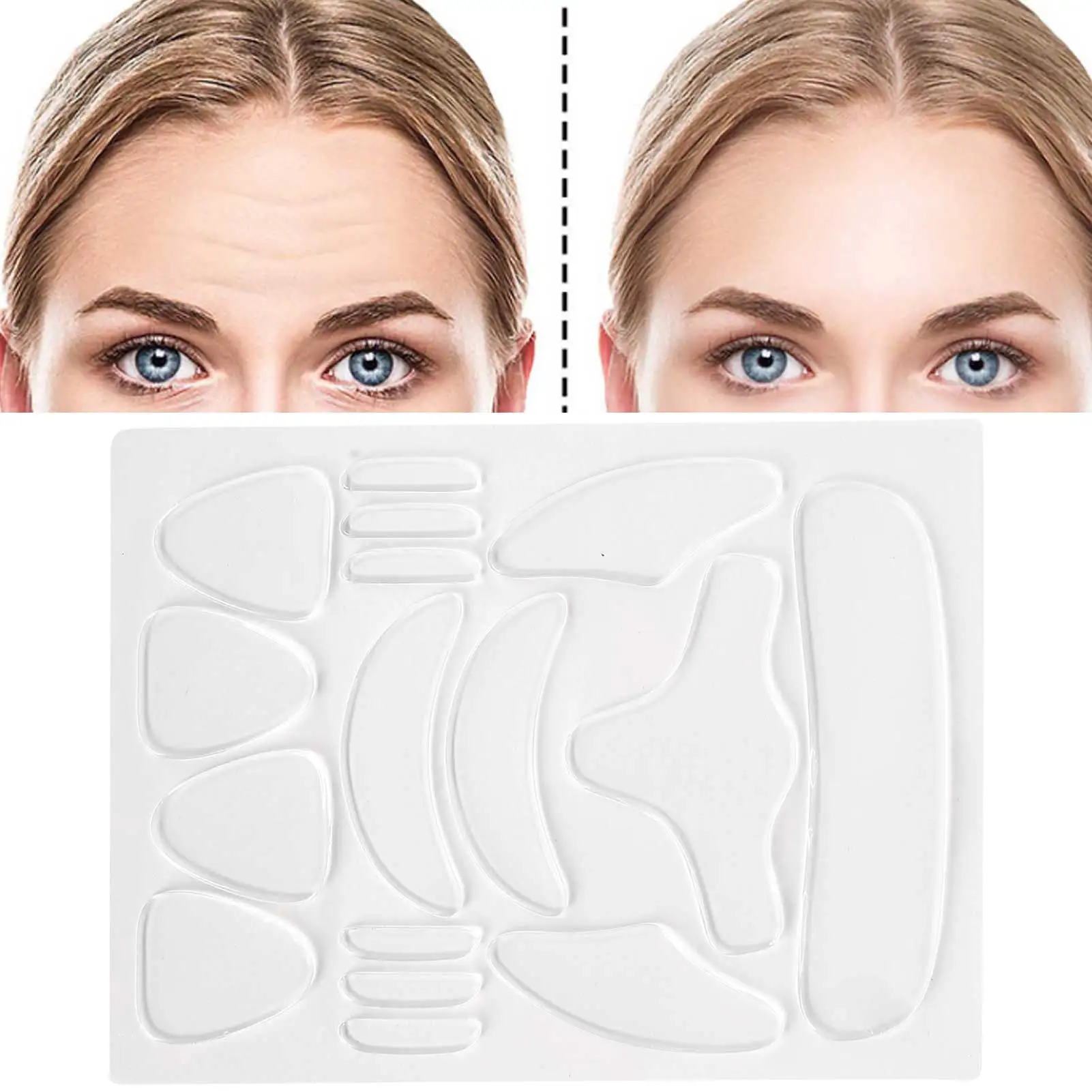 

16PCS Reusable Silicone Anti-wrinkle Face Forehead Sticker Cheek Chin Sticker Facial Eye Patches Wrinkle Removal Face Lifting