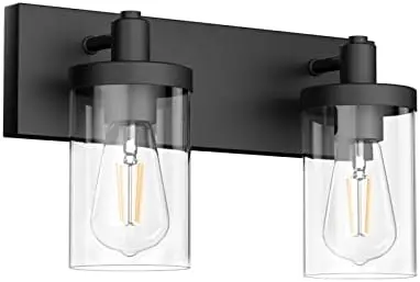 

Vanity Light for Bathroom 3 Light Farmhouse Bathroom Lights Fixtures Over Mirror with Clear Glass Shade(Exclude Bulb)
