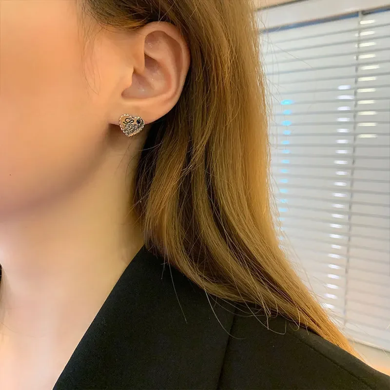 Винтажные модные элегантные серьги-кольца в форме сердца с буквами для женщин