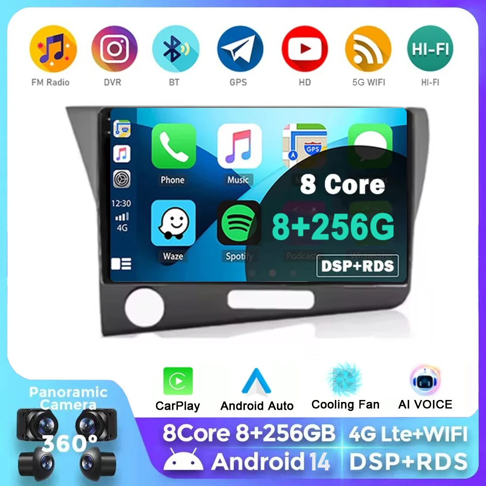 2Din CarPlay Android 14 авто радио для Honda CRZ CR-Z 2010-2016 мультимедийный видеоплеер 2K экран