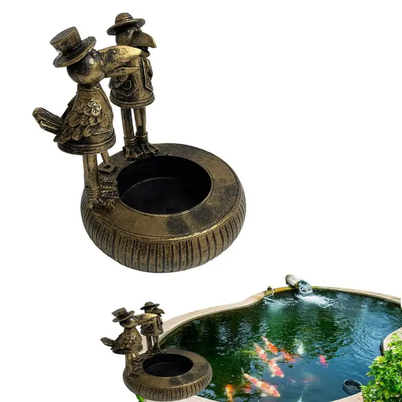 

Fountain Yard Art Decor Resin Vivid Crow Owl Water Yard Statue Art Decor Rooster Outdoor Water Fountain Garden Water Fountain