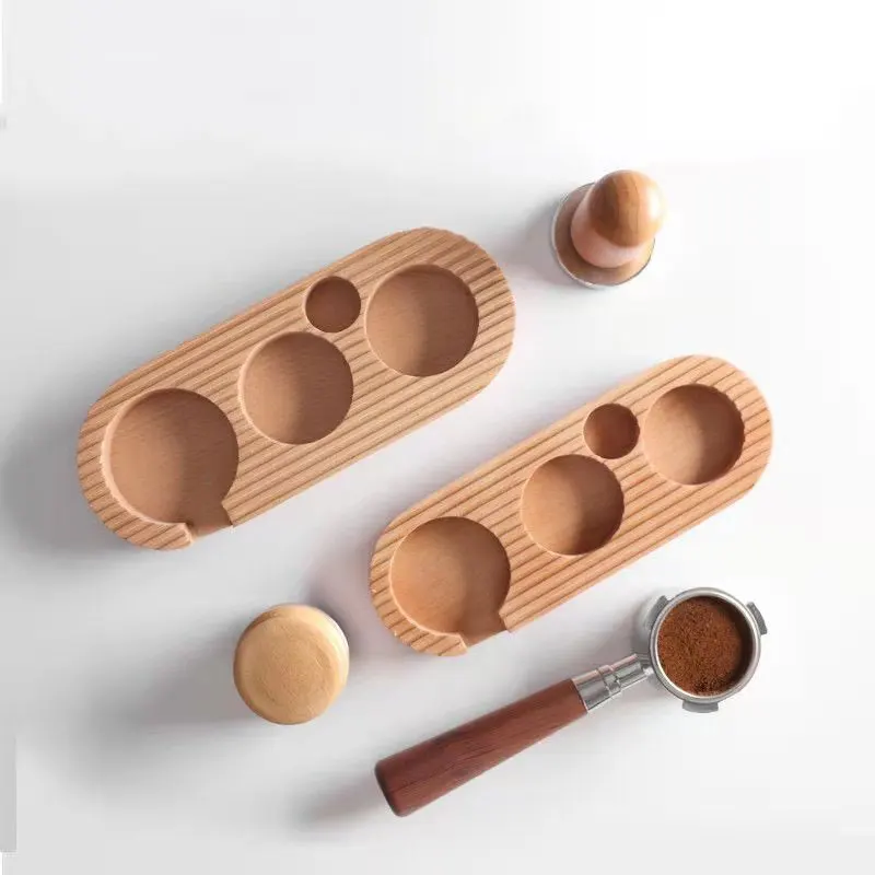 

51/58mm Wooden Tamping Station Portafilter Coffee Tamper Holder Espresso Distributor Stand Base Barista Accessories Tools