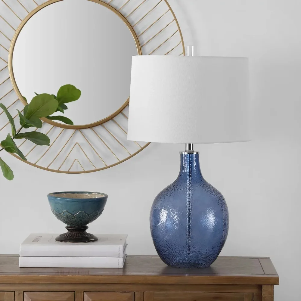 

26 in. Modern Glass Table Lamp Blue Table Lamps For Bedroom