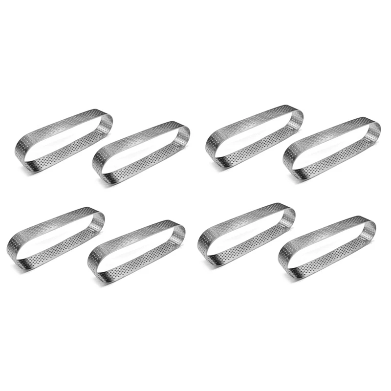 

8 Pcs Oval French Dessert Mousse Fruit Pie Tart Ring Quiche Cake Mold