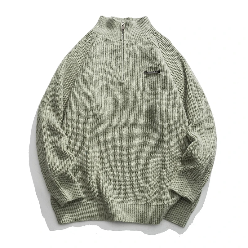 

2022 Autumn Winter Sweater Men Zipper Collar Long Sleeve Pullover Sweater Male Japan Streetwear Fashion Cityboy Knitwear Sweater