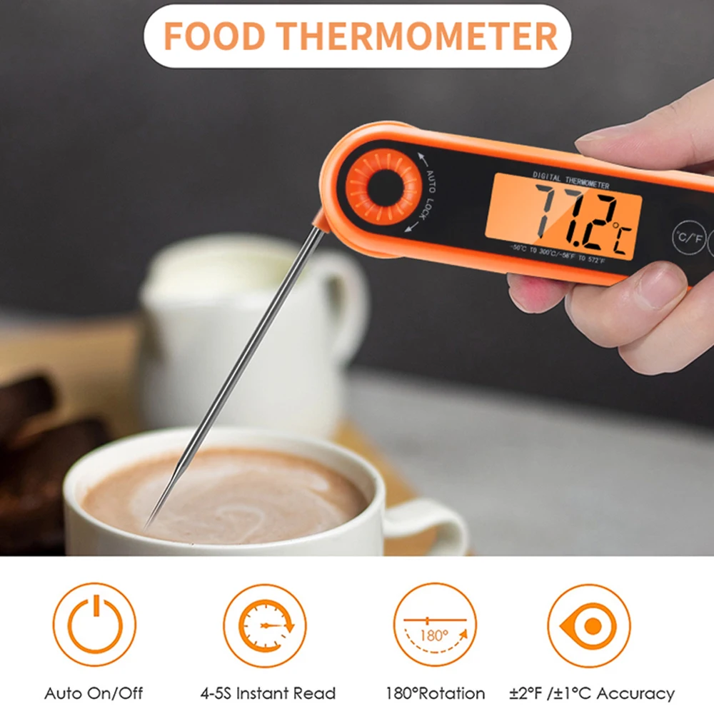 

Складной цифровой пищевой термометр, кухонный измеритель температуры для приготовления пищи, барбекю, электронный прибор для измерения температуры духовки, мяса, воды, молока
