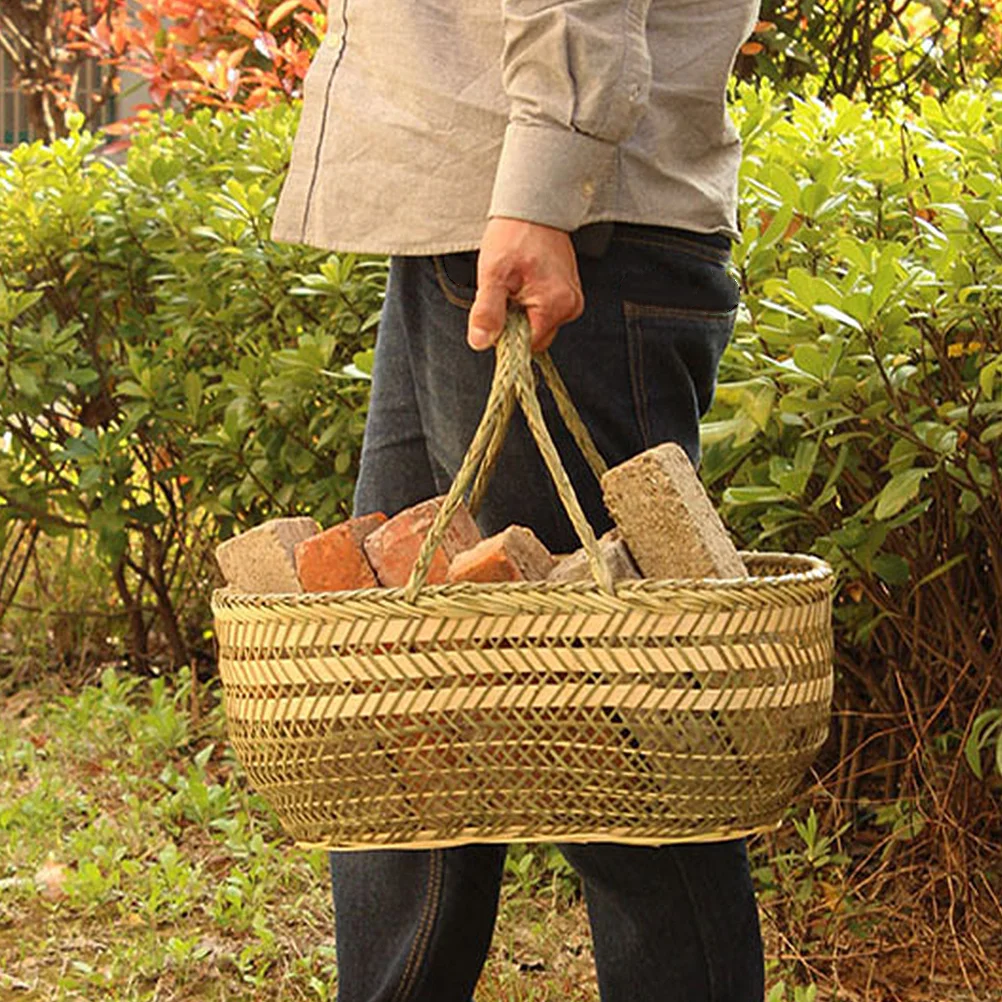

Hand Shopping Basket Handle Harvest Sweets Gift Small Vegetable Bamboo Weaving Woven Storage Baskets