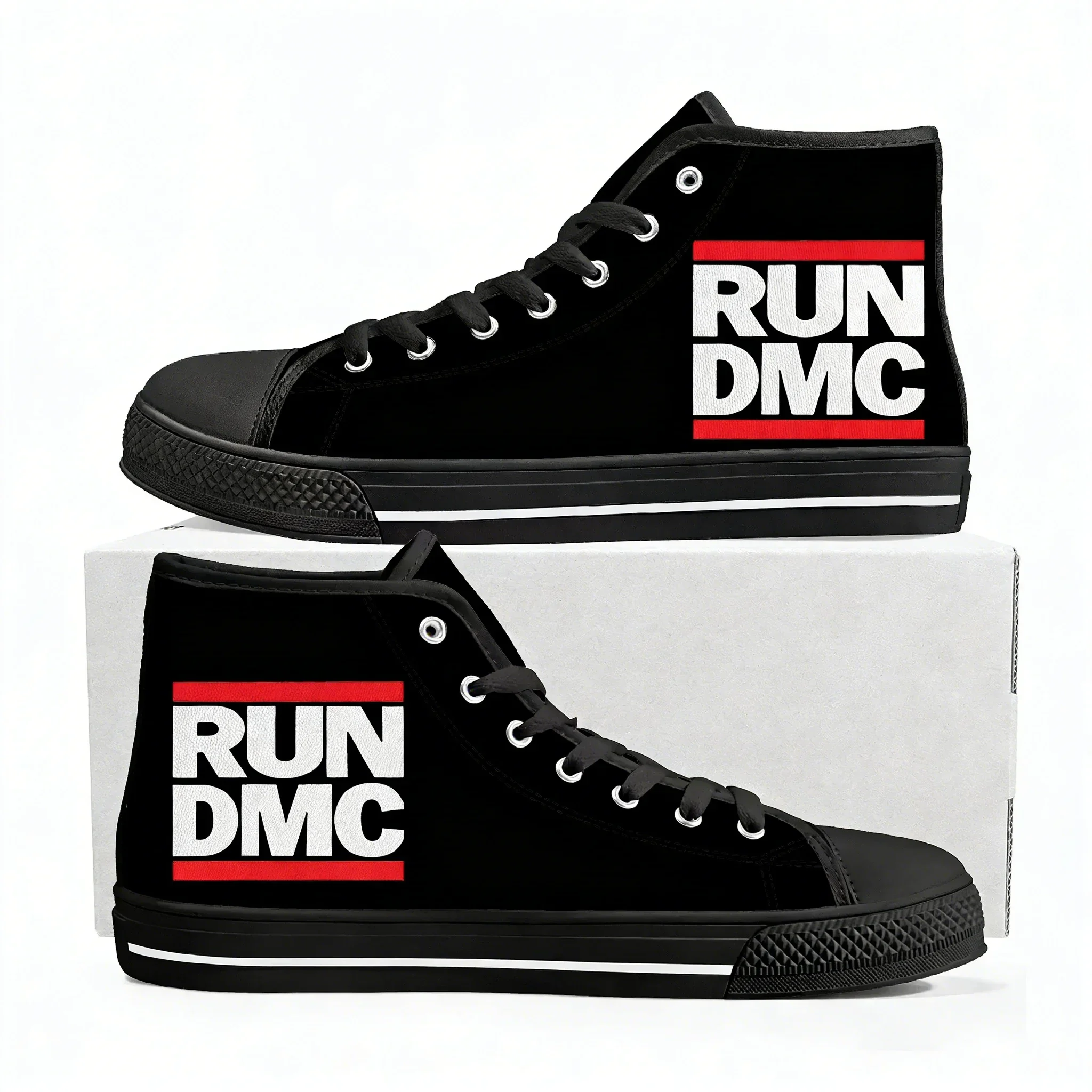 Фото Кроссовки Run DMC High Top для мужчин, женщин и подростков, высококачественные кеды из канваса с 3D-принтом, повседневная обувь для пар, персонализированная обувь №1