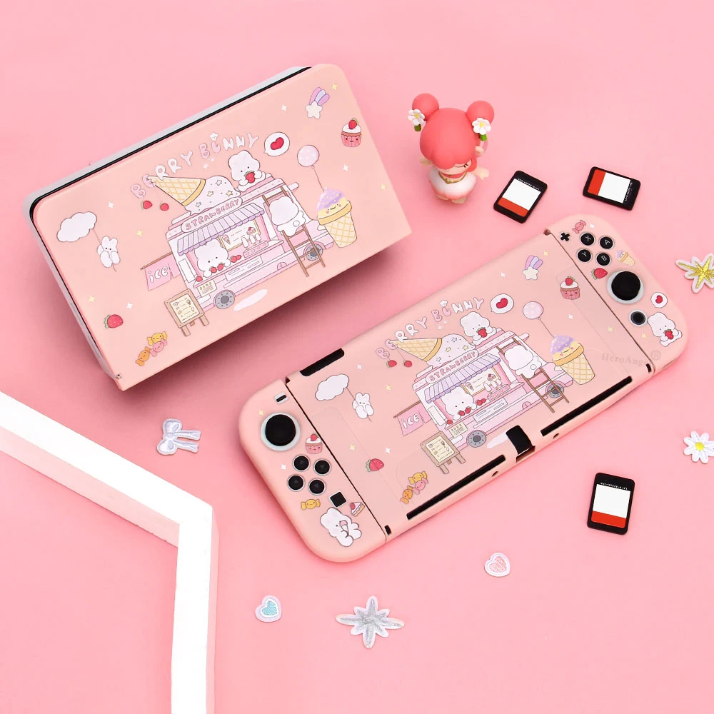 

Kawaii Berry Rabbit For NS Switch Cover Protective Case Soft TPU Shell for Nintendo Switch OLED JoyCons Colorful Cover Detachabl