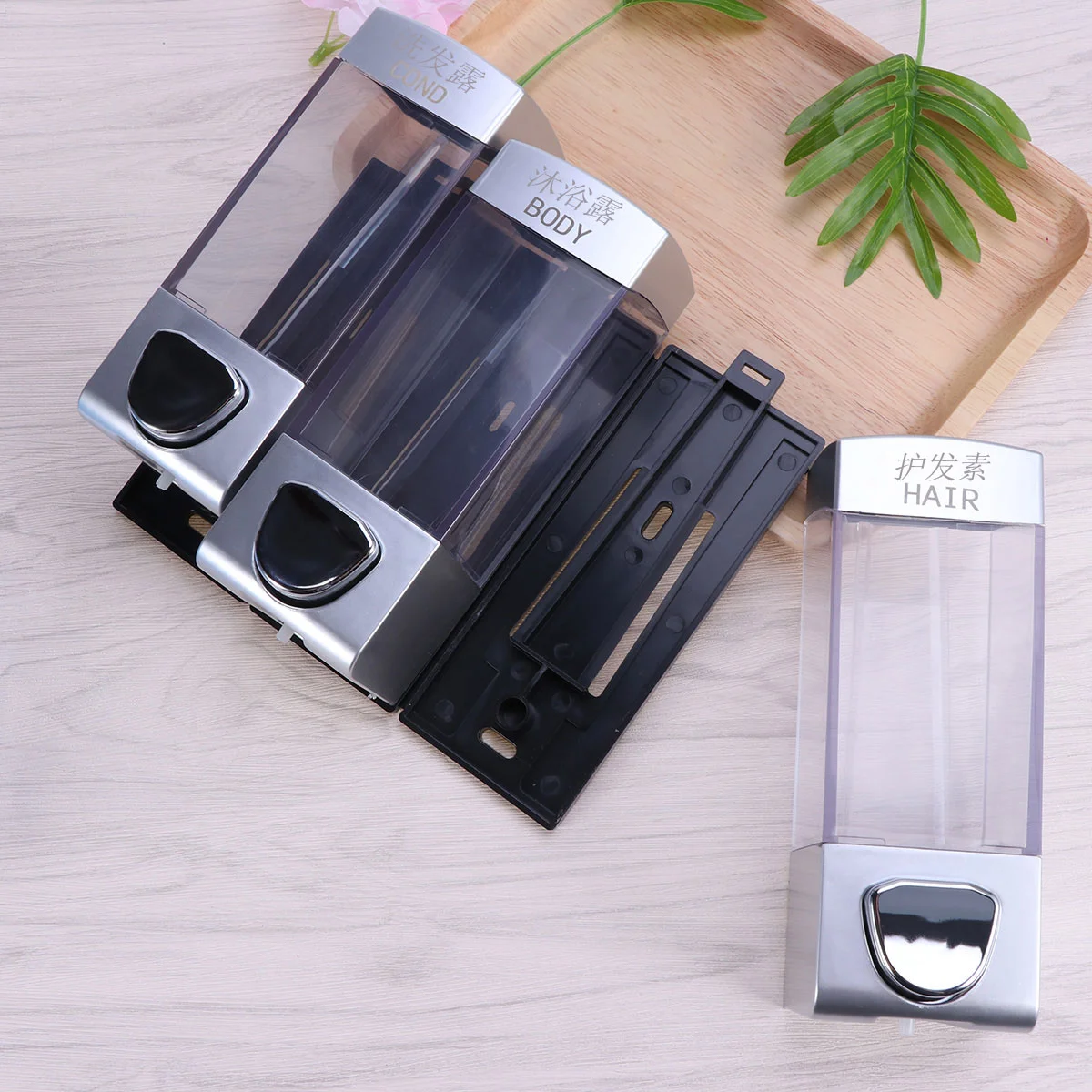 

1Pc Wall-mounted 3 Outlets Pressing Hair Conditioner Storage Lotion Box Shampoo Pump for Kitchen Toilet