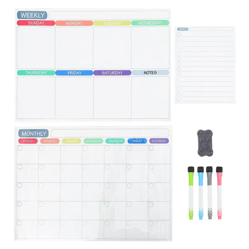 

1 Set of Dry Erase Magnetic Board Magnetic Schedule Stickers Reusable Schedule Notes Boards