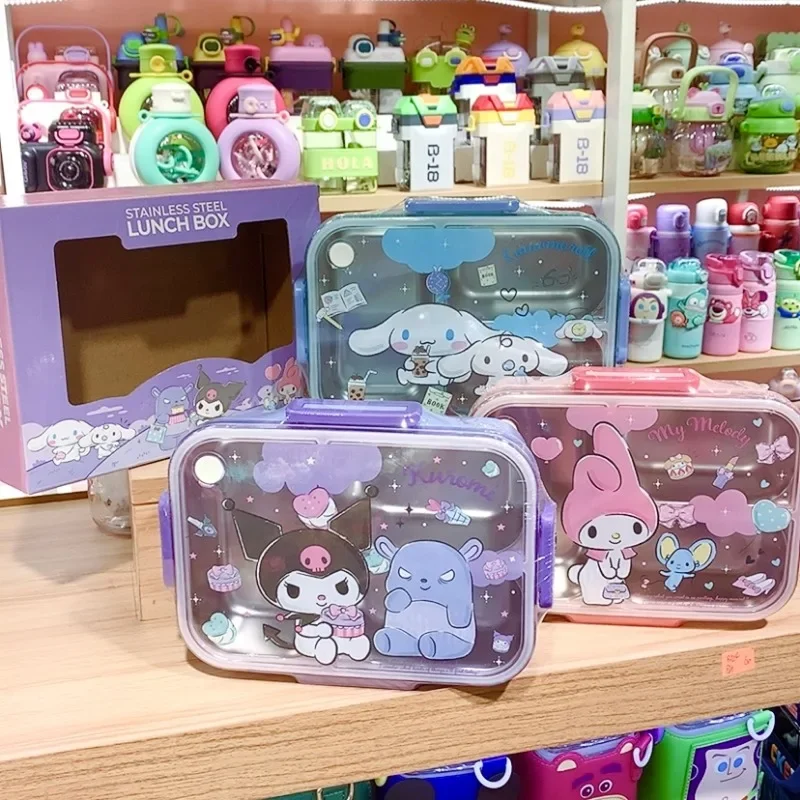 Sanrio Hello Kitty Kuromi Cinnamoroll 304 Ланч-бокс из нержавеющей стали приносите столовые приборы