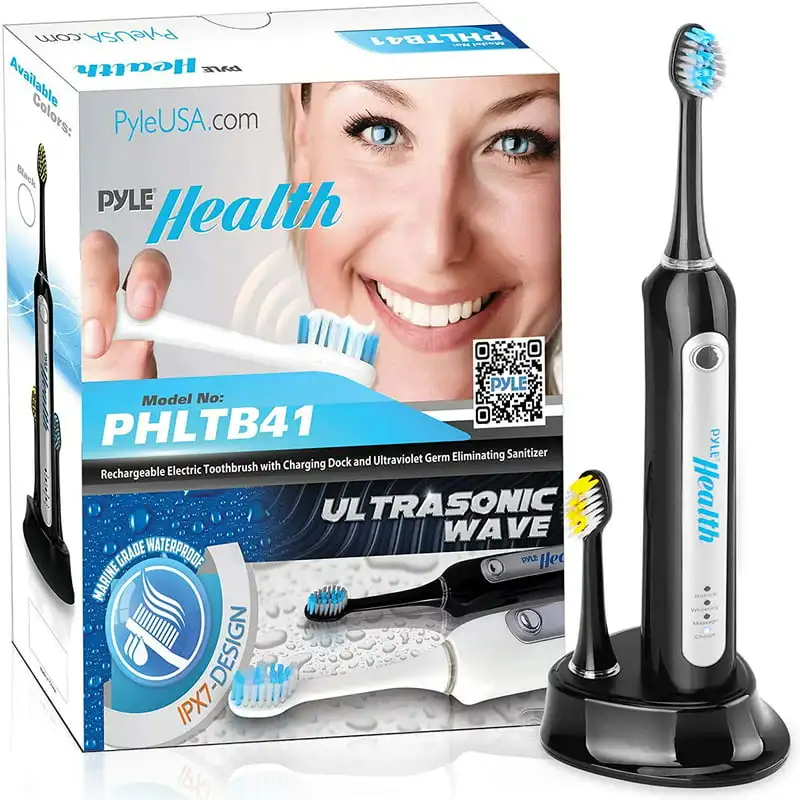 

- Ultrasonic Wave Reable Toothbrush with Automatic Charging Dock Base, Ultra Quiet Operation (Black)