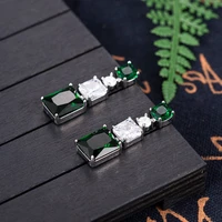 diwenfu genuine 925 sterling silver chalcedony drop earring for women fine aros mujer oreja green emerald garnet orecchini girls
