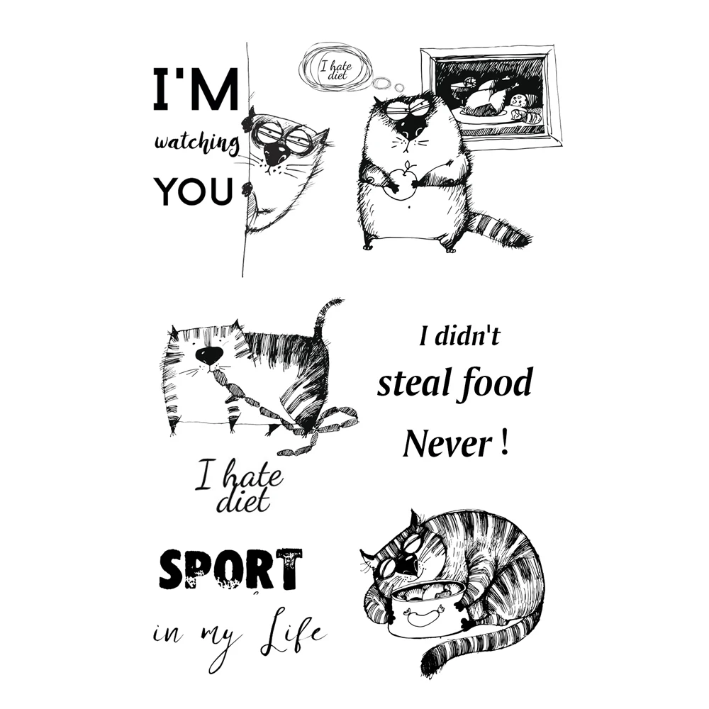 

Funny Cats Transparent Clear Stamps Silicone Seals Roller Stamp For DIY Scrapbooking Photo Album Card Making 11*16CM