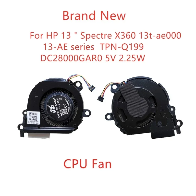 New Laptop CPU GPU Cooling Fan For HP 13&quot Spectre X360 13t-ae000 13-AE series fan TPN-Q 199 DC28000GAR0 5V 2.25W