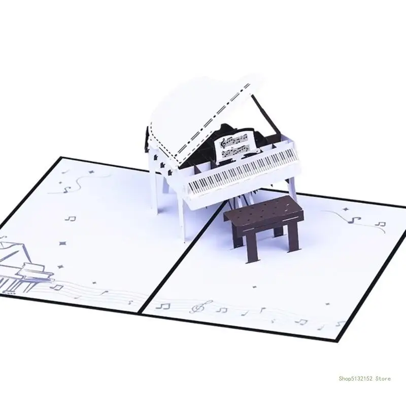 QX2E Элегантная 3D-поздравительная открытка с фортепиано для дней рождения и