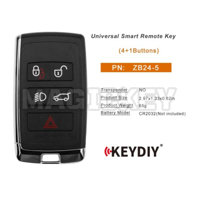 Универсальный смарт-ключ KEYDIY KD ZB24-5 с 4+1 кнопками, совместимый с Land Rover (art.: 3920dc996fb64) - 3920dc996fb64