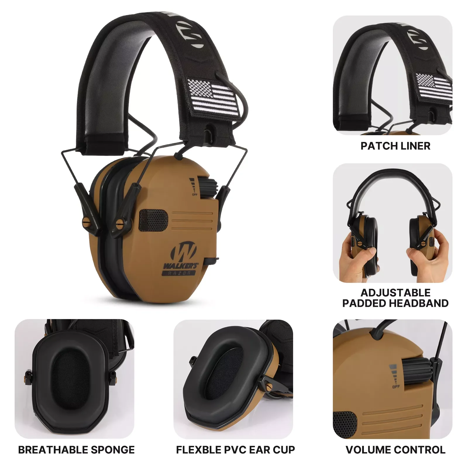 

Razor Slim Electronic Muff Electronic Shooting Earmuff Tactical Hunting Hearing Protective Headset