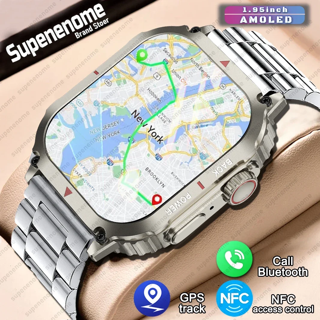 Мужские смарт-часы с поддержкой Bluetooth GPS датчиком движения и экраном 2024 дюйма