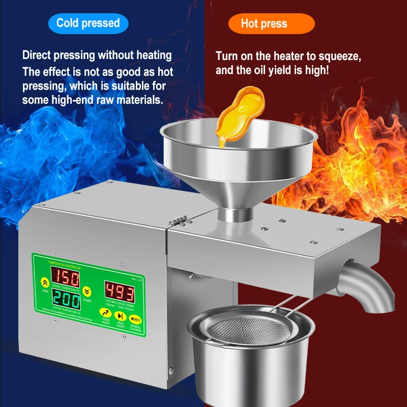 Oil Press Stainless Steel Intelligent Temperature Control Cold Hot Oil Press Flax for Seed Olive Kernel Coconut Sesame images - 6