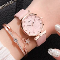 fashion women bracelet set quartz watches for women rose gold watch ladies pink dial wrist watch clock female reloj mujer 2022