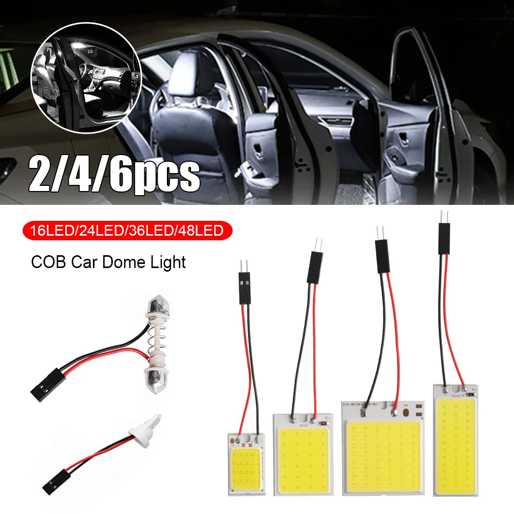 

Car Interior Lights 16/24/36/48COB 12V COB Car Interior Panel LED Lights 6000K Car Interior Dome Reading Trunk Lmaps Auto Parts