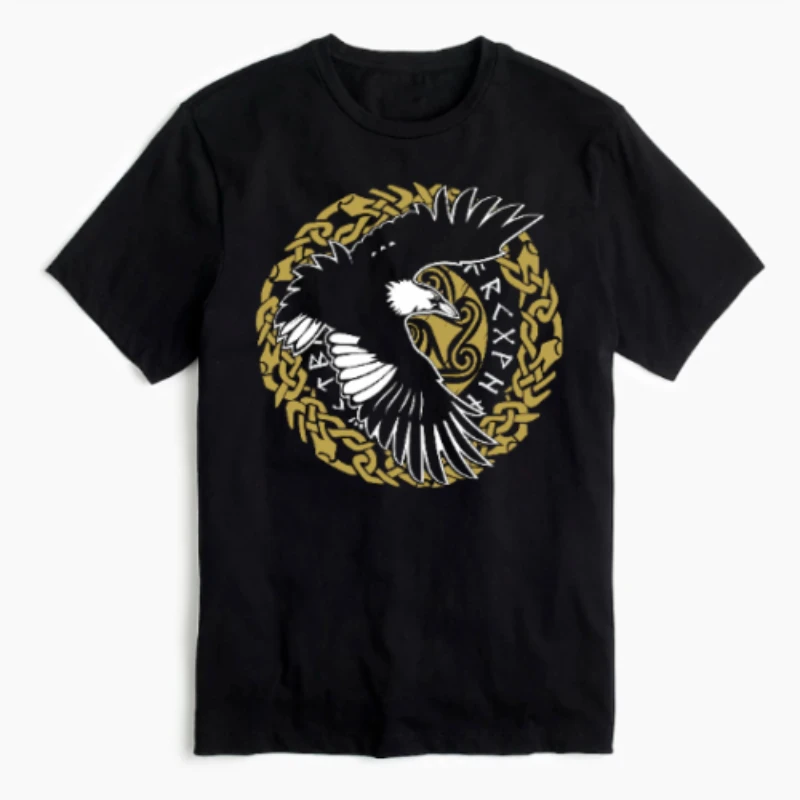 

Norse Viking Mythology Runes Odin's Raven T Shirt. Short Sleeve 100% Cotton Casual T-shirts Loose Top Size S-3XL