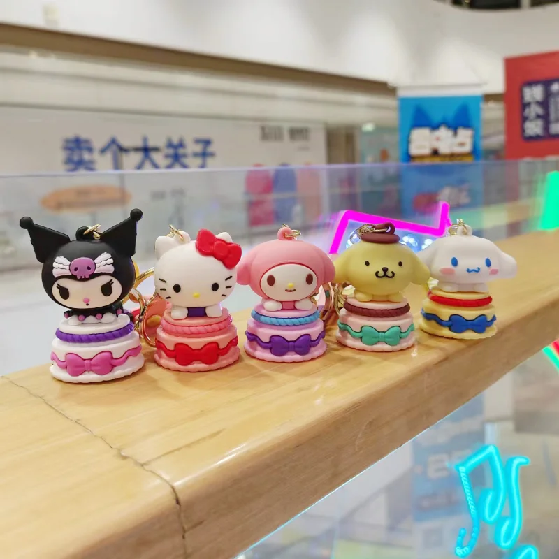 

Cake Sanrio Hello Kitty Cinnamoroll Key Chain Key Ring Pendant Doll Bag Ornament Accessories Anime Creative Kawaii Birthday Gift