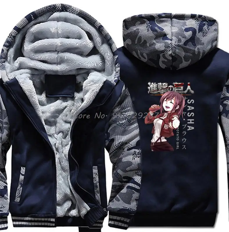 

Vintage Attack On Titan Sasha Braus Anime Hoodie Casual Men Winter Thicken Hoodies Hooded Sweatshirt Hoody Streetwear Harajuku