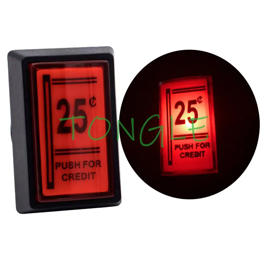 

1pcs 25 Cent Red Push for Credit Arcade Coin Operated Game LED Push Button with Micro Switch