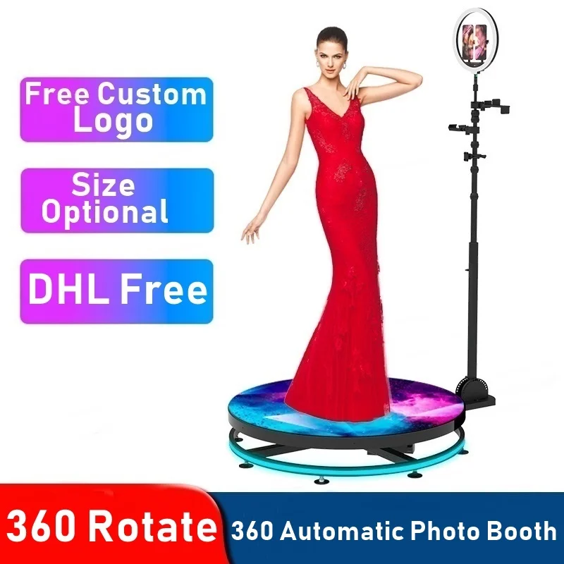 

360 Photo Booth Automatic Rotate Dimmable LED Selfie Ring Fill Light Free Logo Customization for Party Makeup Video Live Volg