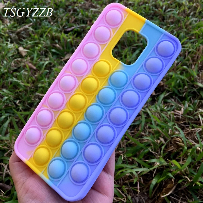 

For Redmi Note 9S 10S Silicone Case 3D Cute Rainbow Bubble For Funda Xiaomi Redmi Note 7 8 9 10 Pro Relieve Stress Phone Cover