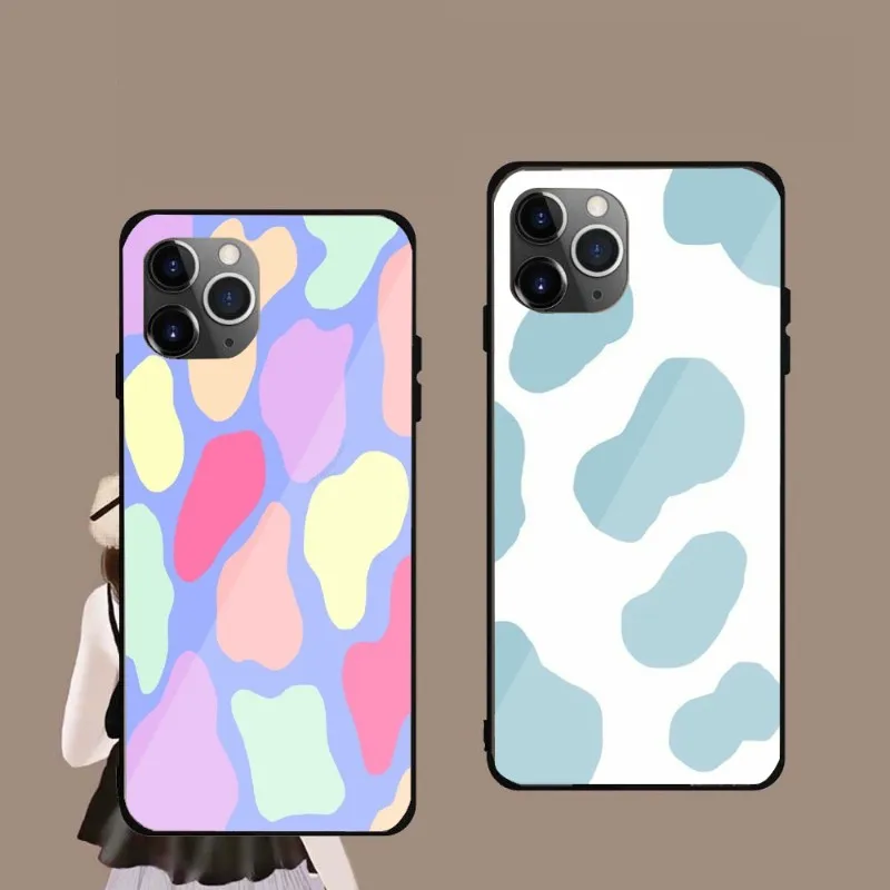 

Colorful Cute Phone Case For IPhone 14 13 12 11 XS X 8 7 6 Plus Mini Pro Max SE 2022 Black PC TPU Glass Phone Cover