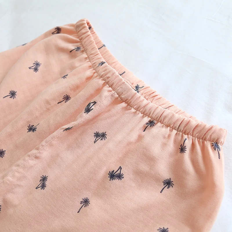 Пижамный комплект для пар хлопковый домашний костюм брюки с коротким рукавом