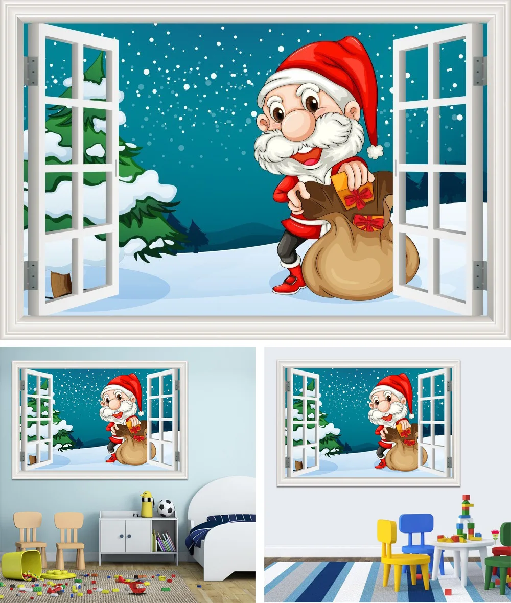 

Christmas Tapestry Santa Claus Elk Winter Night Wall Hanging Home Kitchen Wall Blanket New Year Gift Decoration Feliz Navidad