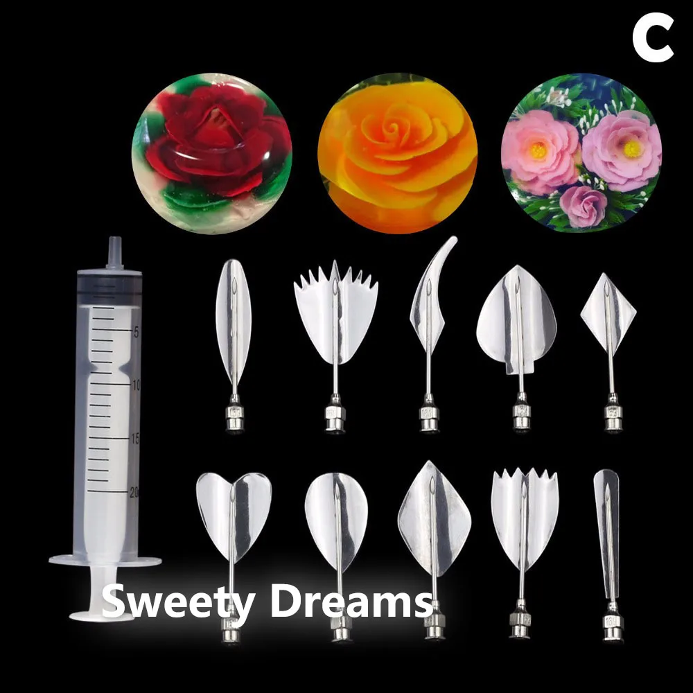

11Pcs/Set 3D jelly Flower Art Tools Sets,DIY Jelly Cake Decorating Tools Gelatin Art Tools Cake Mold for Baking