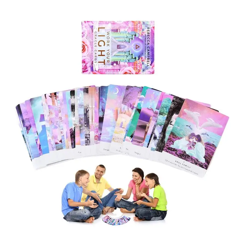 

Work Your Light Oracle Cards Tarot Card Deck Board Game Mysterious Divination Comics English Female Girl Card Game For Party