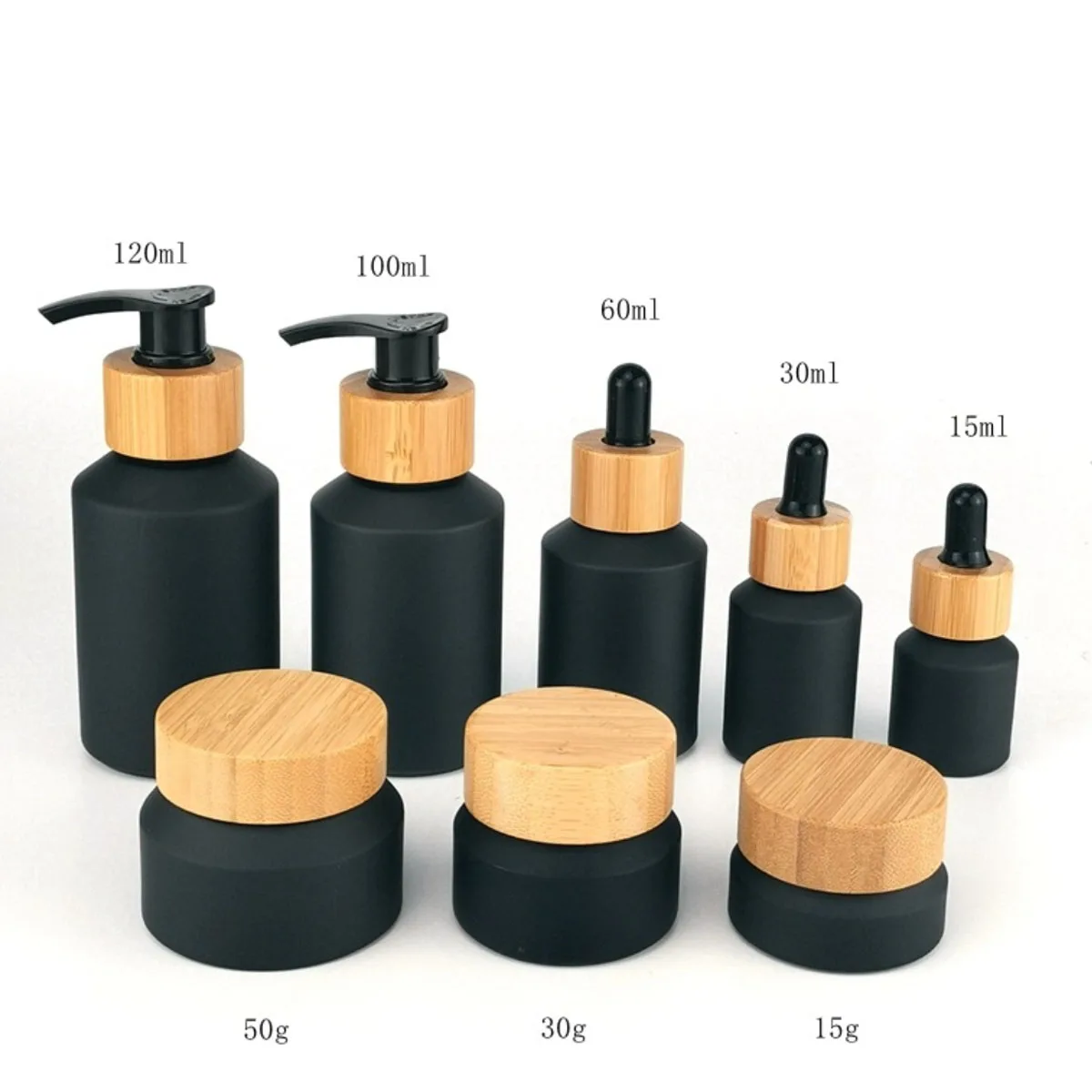 Стеклянный матовый черный косметический крем для лица 10x30 г/50 г сменные бутылки