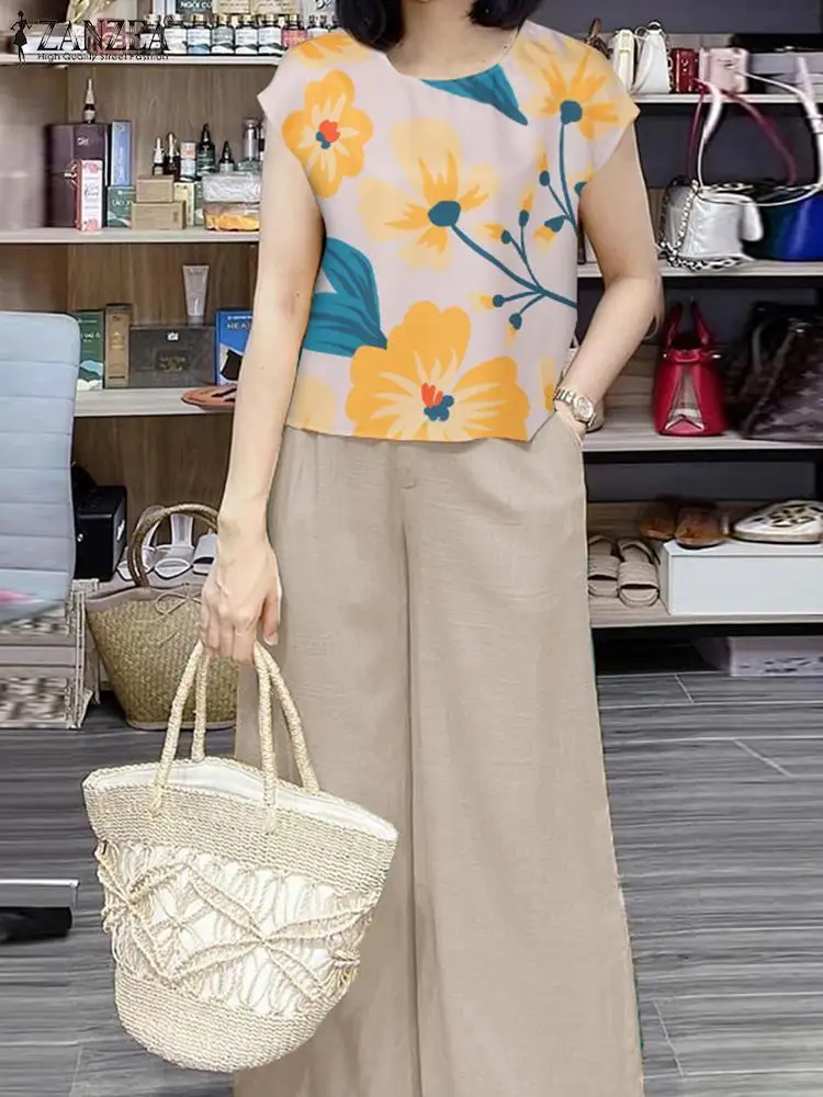 Комплект ZANZEA женский из 2 предметов богемный спортивный костюм Повседневная