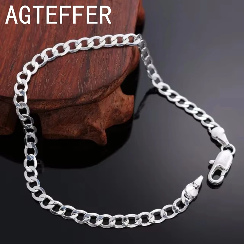 Новый браслет-цепочка из стерлингового серебра 925 пробы 8 дюймов в стиле панк для
