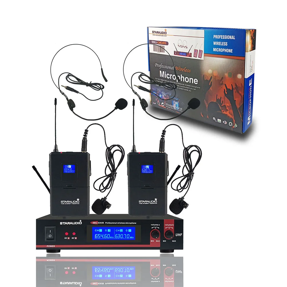 Двухканальный беспроводной УВЧ микрофон 2-канальная гарнитура петличный