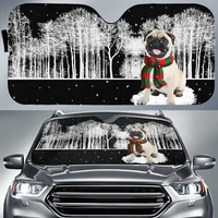 3d cute fawn pug with scarf in snow christmas car sunshade auto sunshade for pug lovers gift pug mom car decor car windshield