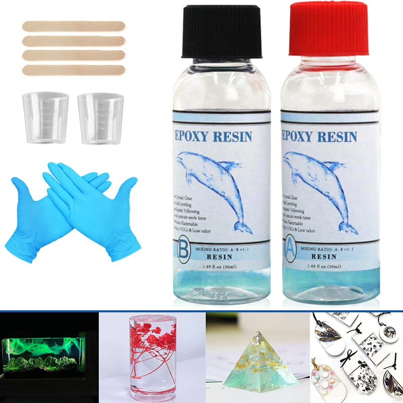 

Epoxy Resin Kit Crystal Clear Hardener Kit Easy Mixed DIY Supplies For Art Casting Resin Jewelry Projects Stock Adhesives & Seal
