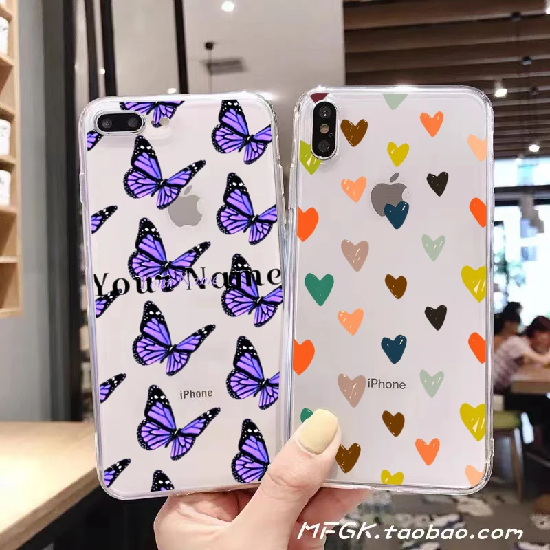 

Simple Butterfly Love For Apple iPhone 11 12 13 Pro Max 12 13 Mini X XR XS Max SE 6 6S 7 8 Plus Clear Phone Case Funda Back