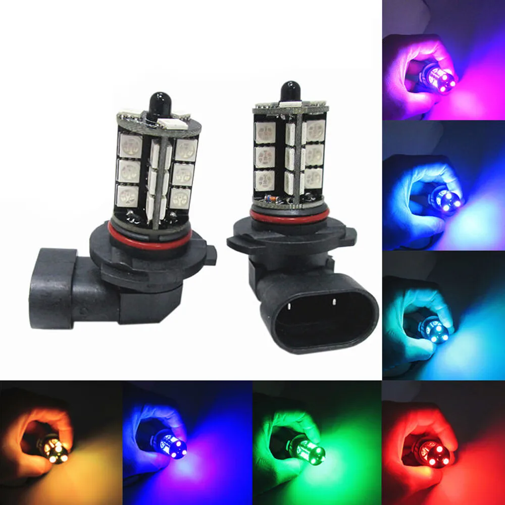 Фото 2x RGB H11 H9 H8 5050 27SMD Автомобильные фары Противотуманные фары Светодиодная лампа с дистанционным управлением №4
